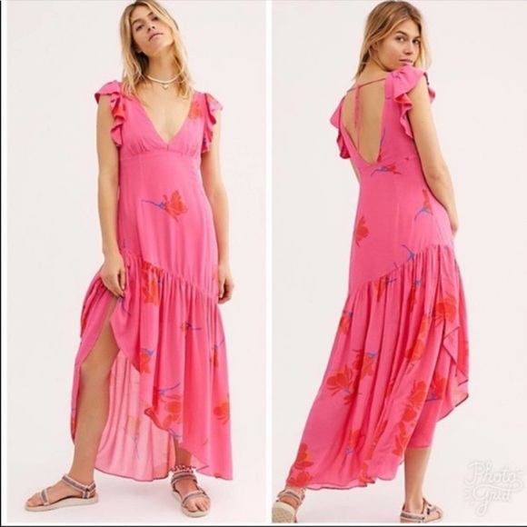 Free People She's A Waterfall Maxi Dress Sz 2 - Picture 2 of 9
